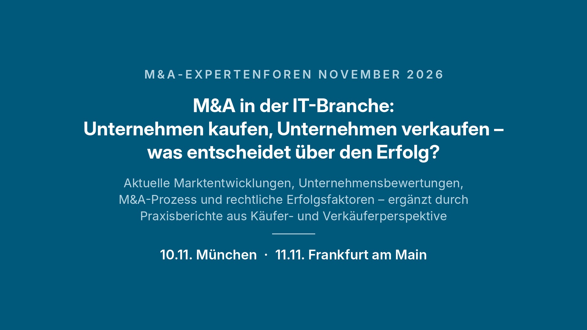 M&A-Expertenforen November 2026